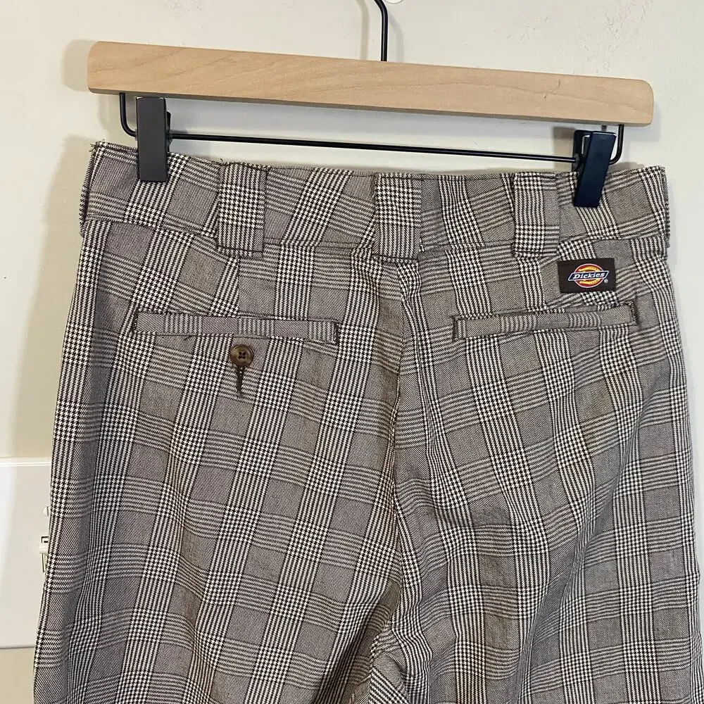 Dickies Relaxed Fit Glen Plaid Bakerhill Pant Brown Tan 100% Cotton Sz 6R - Picture 7 of 12